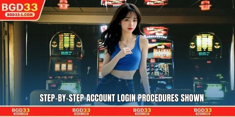 Step-by-step account login procedures shown